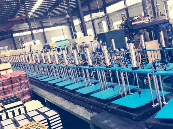 Air filter factory planning with a long automated production line in the workshop.