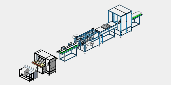 A stereoscopic view of automatic production line of filter screen without glue line