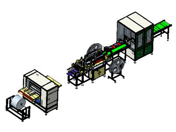 A stereoscopic view of automatic production line of filter screen without glue line