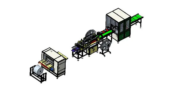 A stereoscopic view of automatic production line of filter screen without glue line