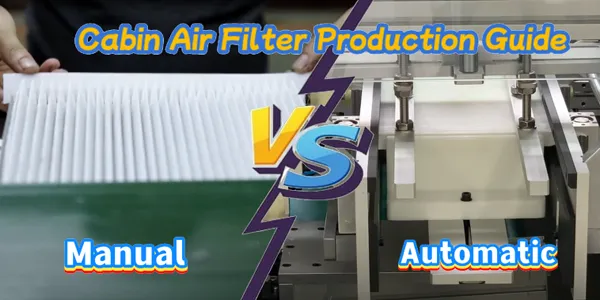 Comparación de producción de filtro de aire de cabina manual y automática