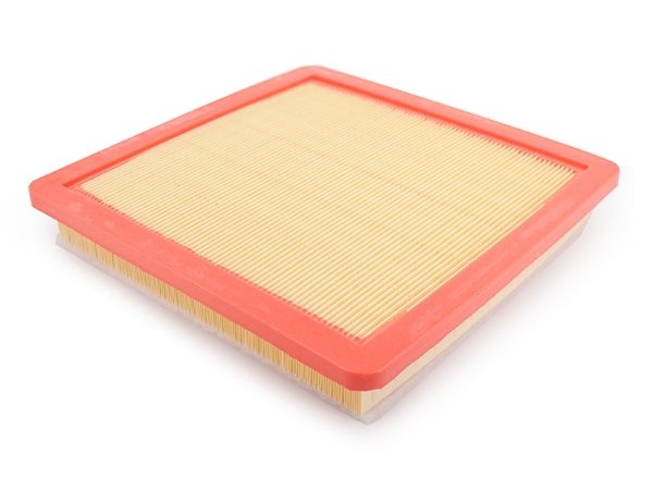 A car air filter with PU adhesive end caps are displayed.