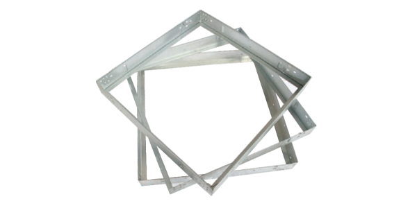 Metal installation frames produced by filter frame forming machine.