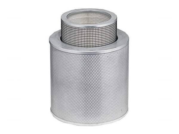 Two hepa filter cylinders with GI diamond mesh and pvc coated wire mesh as protection mesh.