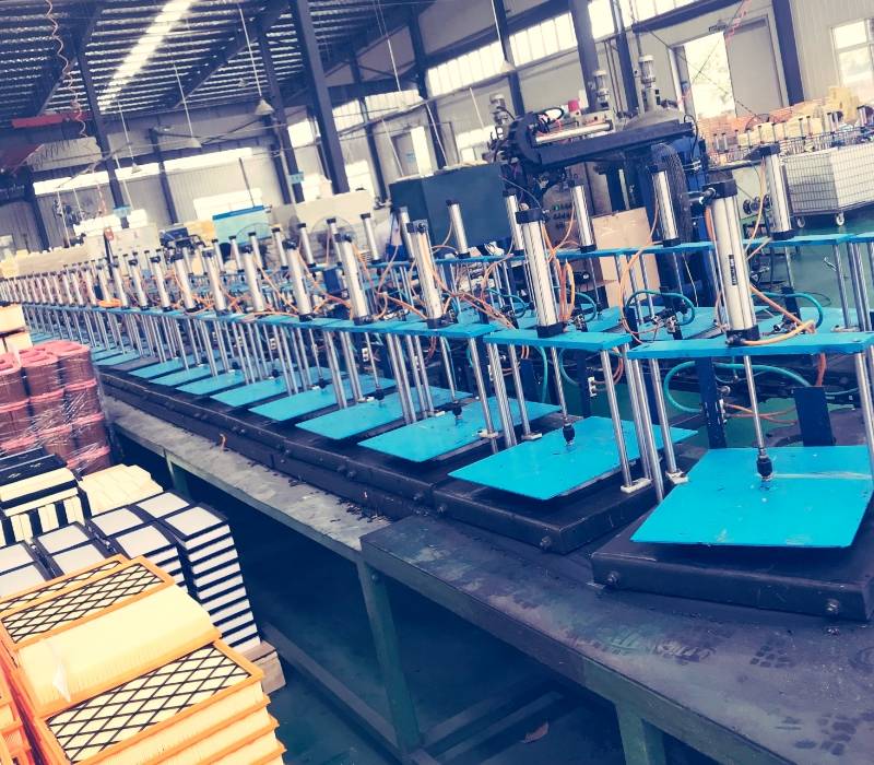 Assembly line of leiman filter machines.