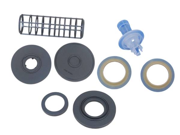 Three different types of plastic inner tube and end caps.