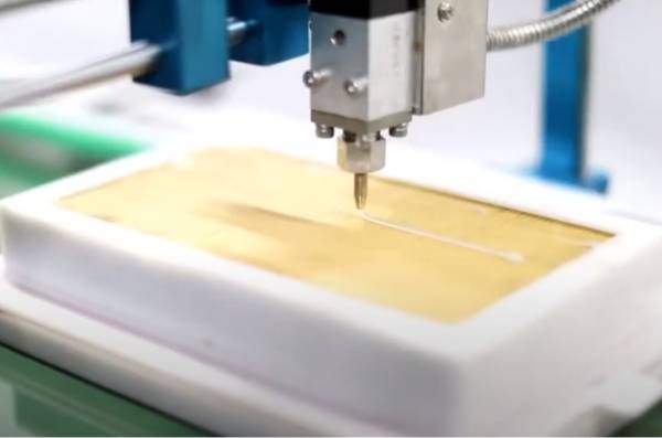 A production line is producing PU air filter.