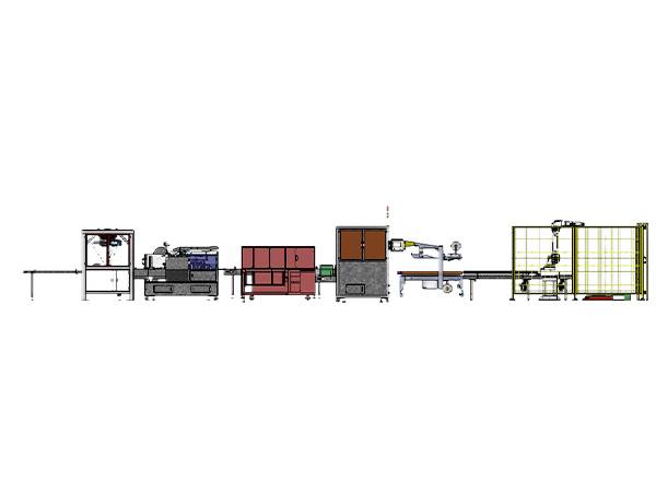 A set of full auto cartoning machine line.