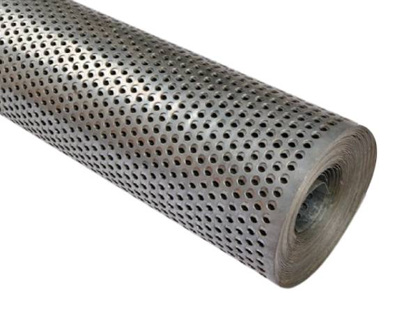 A roll of perforated metal.