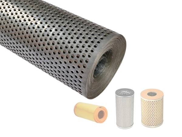 A roll of perforated metal.