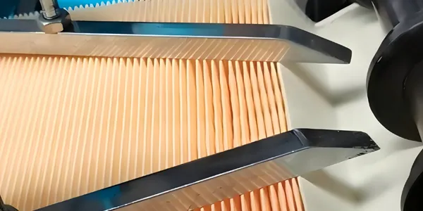 The PU air filter media are in the pleating process.