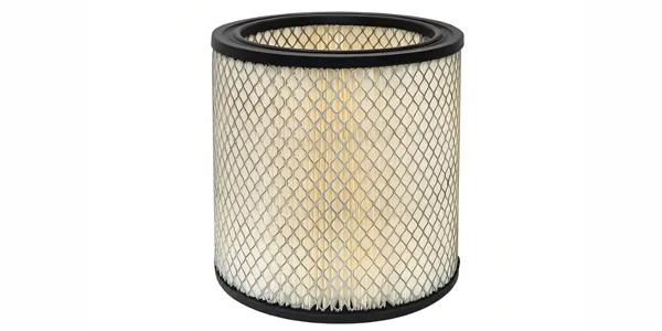 Truck air filter element for a truck air filter production line on a white background.